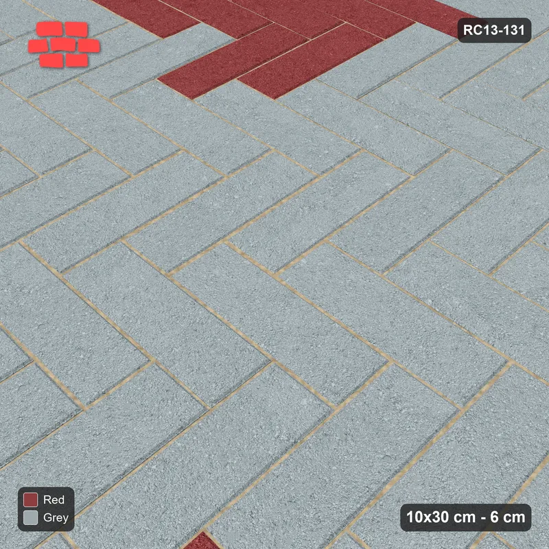Interlock (Pasco) 10x30 cm · RC13-131 · Herringbone 90 60 cm cross with Kerb 40B frame · Side view