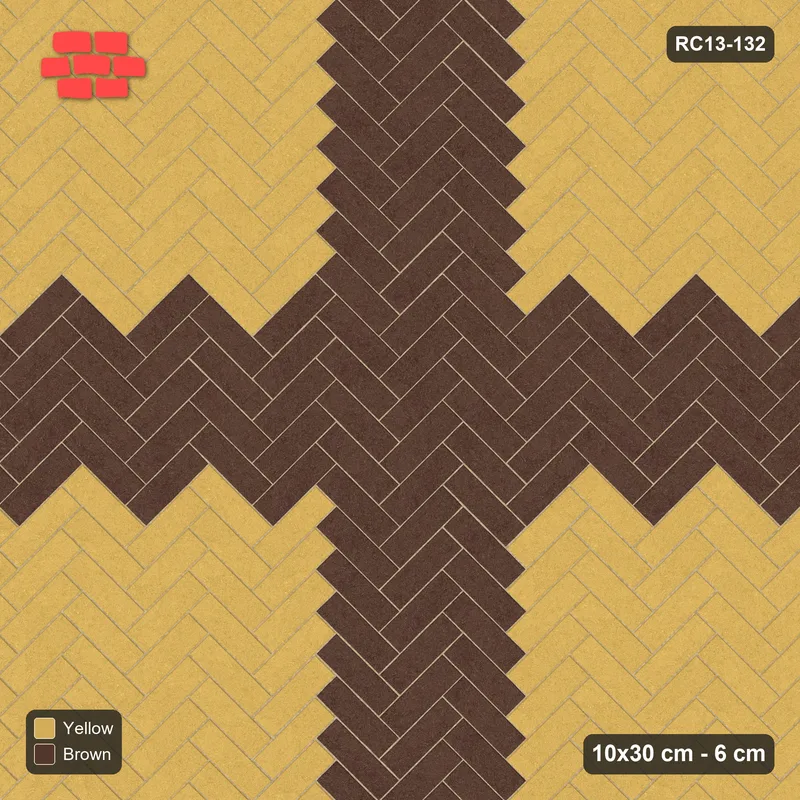 Interlock (Pasco) 10x30 cm · RC13-132 · Herringbone 45 60 cm cross · Top view