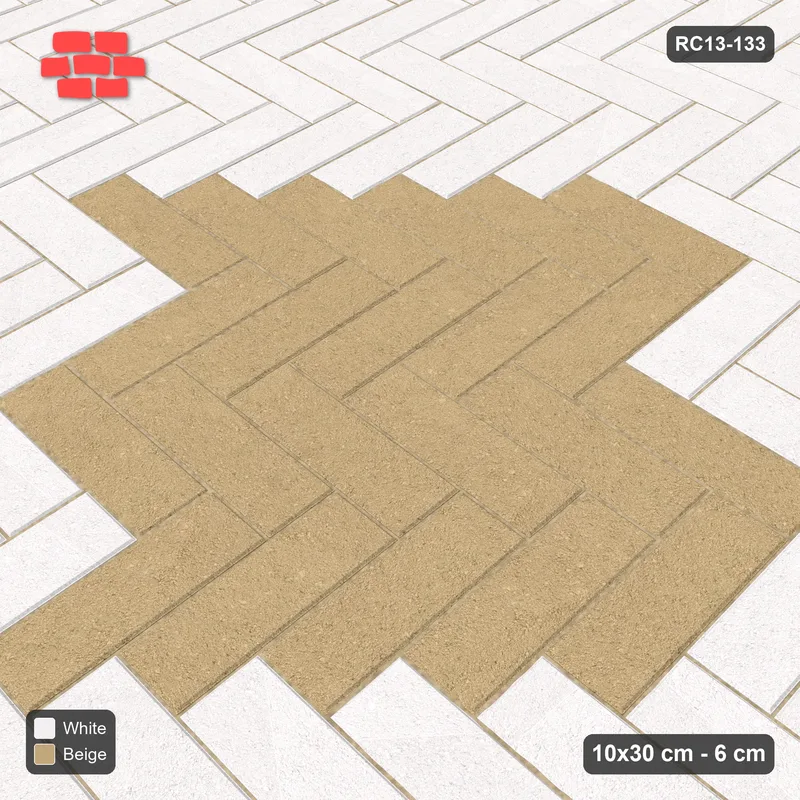 Interlock (Pasco) 10x30 cm · RC13-133 · Herringbone 90 diamond medallion r60 · Side view