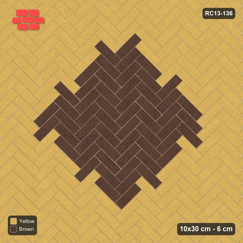 Interlock (Pasco) 10x30 cm · RC13-136 · Herringbone 45 diamond medallion r90 · Top view