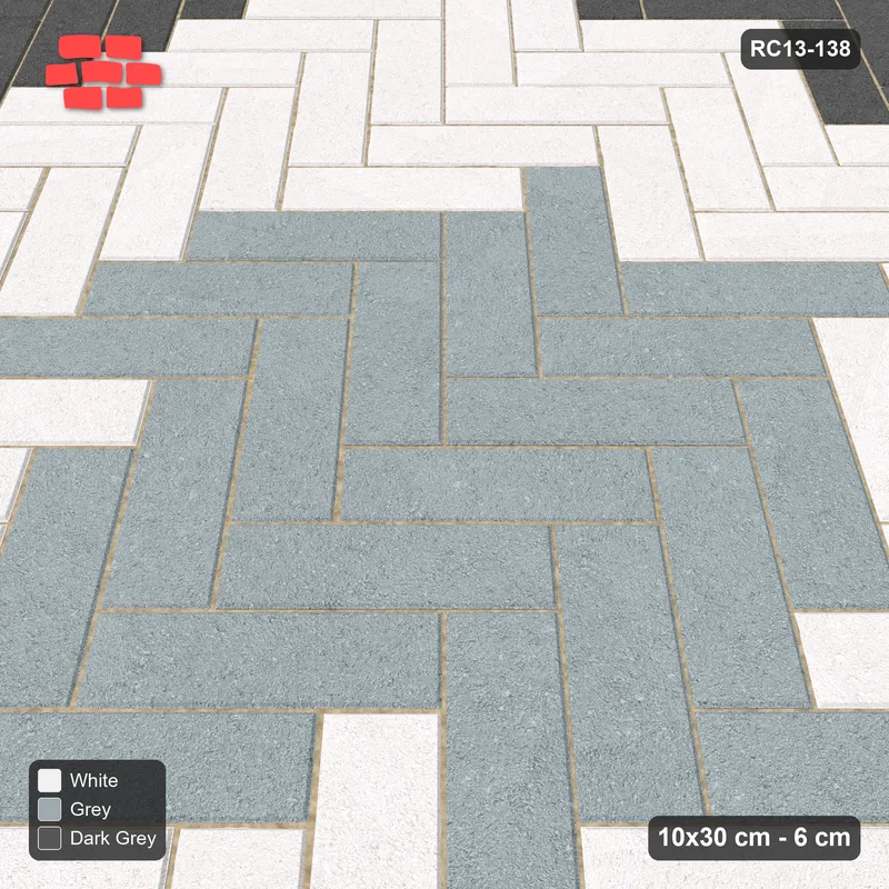 Interlock (Pasco) 10x30 cm · RC13-138 · Herringbone 45 accent edge and diamond r60 · Side view