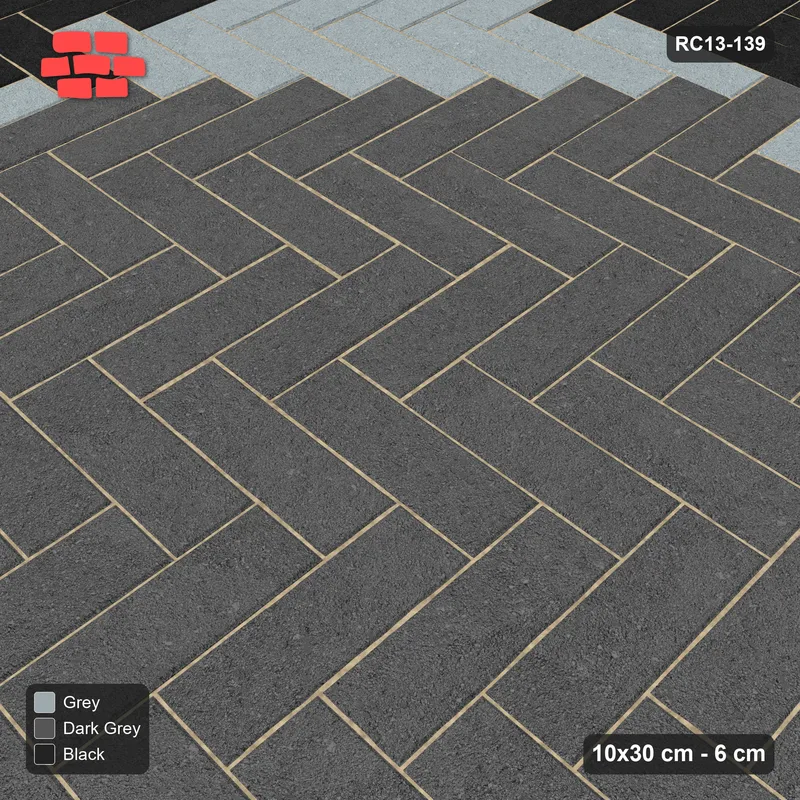 Interlock (Pasco) 10x30 cm · RC13-139 · Herringbone 90 accent edge and diamond r90 · Side view