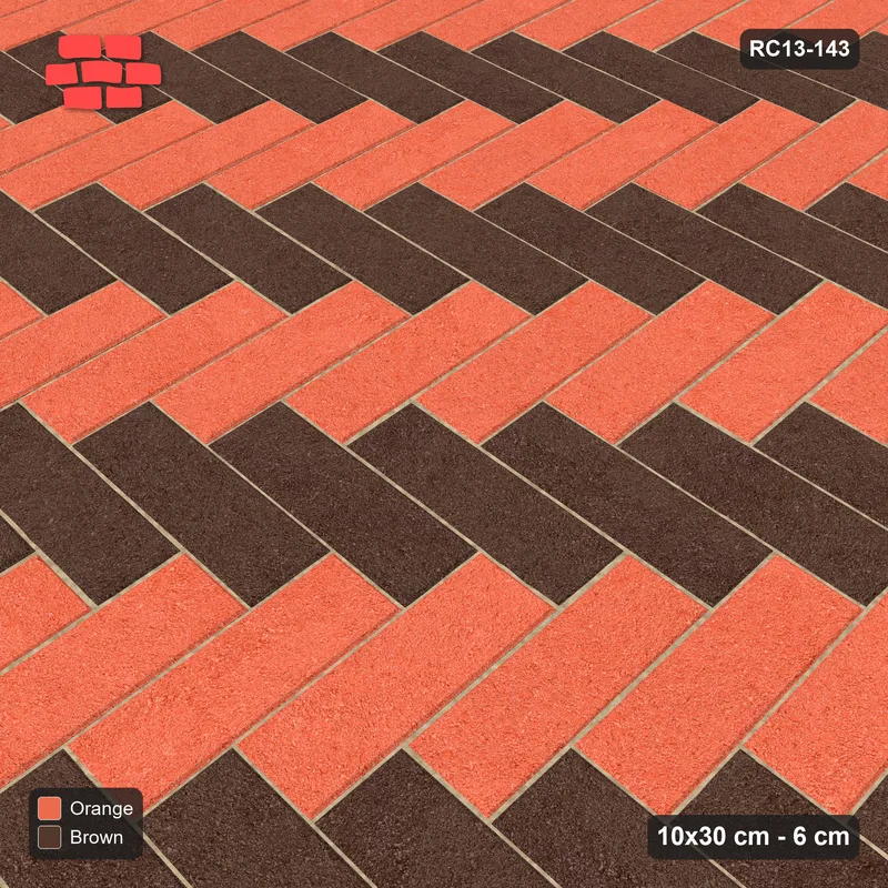 Interlock (Pasco) 10x30 cm · RC13-143 · Herringbone 90 two-tone by orientation · Side view