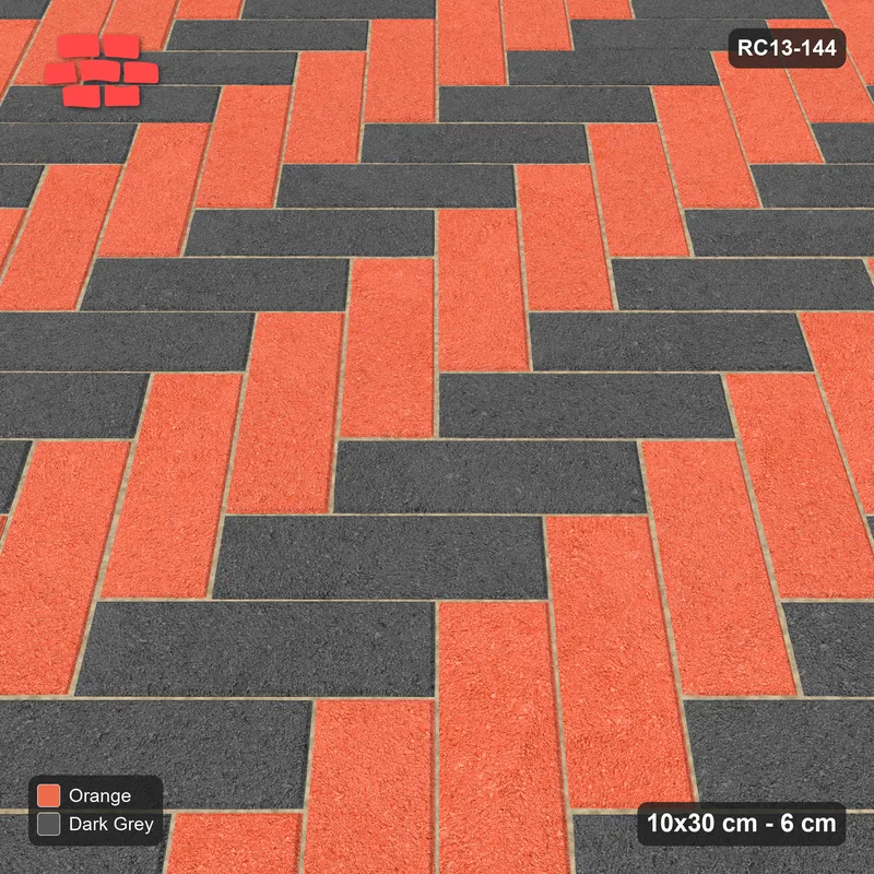 Interlock (Pasco) 10x30 cm · RC13-144 · Herringbone 45 two-tone by orientation · Side view