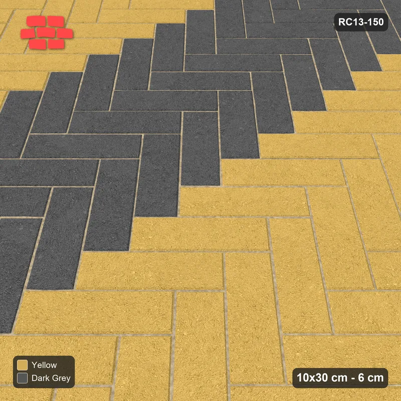 Interlock (Pasco) 10x30 cm · RC13-150 · Herringbone 45 60 cm colour columns · Side view
