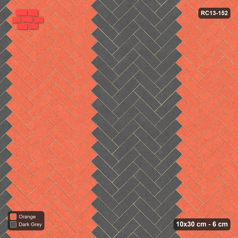 Interlock (Pasco) 10x30 cm · RC13-152 · Herringbone 45 90 cm colour columns · Top view