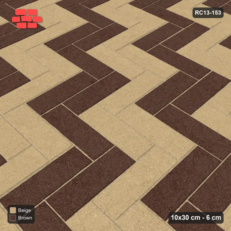 Interlock (Pasco) 10x30 cm · RC13-153 · Herringbone 90 30 cm diagonal stair stripes · Side view