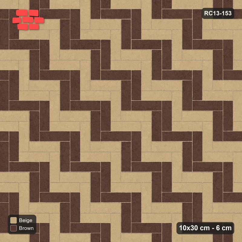 Interlock (Pasco) 10x30 cm · RC13-153 · Herringbone 90 30 cm diagonal stair stripes · Top view