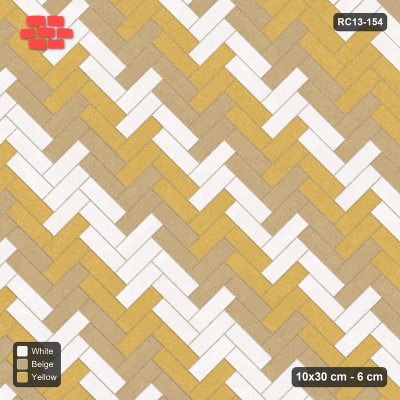 Interlock (Pasco) 10x30 cm · RC13-154 · Herringbone 45 30 cm diagonal stair stripes with Kerb 30H frame · Top view