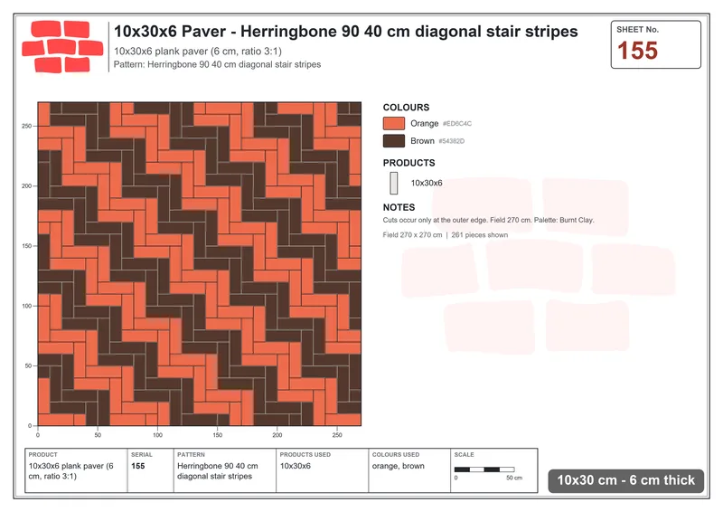Interlock (Pasco) 10x30 cm · RC13-155 · Herringbone 90 40 cm diagonal stair stripes · Laying plan Interlock (Pasco) 10x30 cm · RC13-155 · Herringbone 90 40 cm diagonal stair stripes · Laying plan