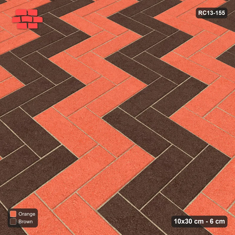 Interlock (Pasco) 10x30 cm · RC13-155 · Herringbone 90 40 cm diagonal stair stripes · Side view