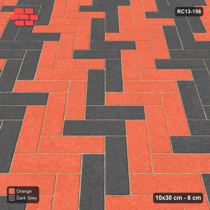 Interlock (Pasco) 10x30 cm · RC13-156 · Herringbone 45 40 cm diagonal stair stripes · Side view