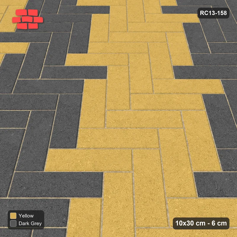 Interlock (Pasco) 10x30 cm · RC13-158 · Herringbone 45 60 cm diagonal stair stripes · Side view