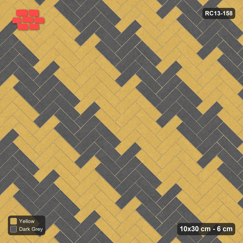 Interlock (Pasco) 10x30 cm · RC13-158 · Herringbone 45 60 cm diagonal stair stripes · Top view