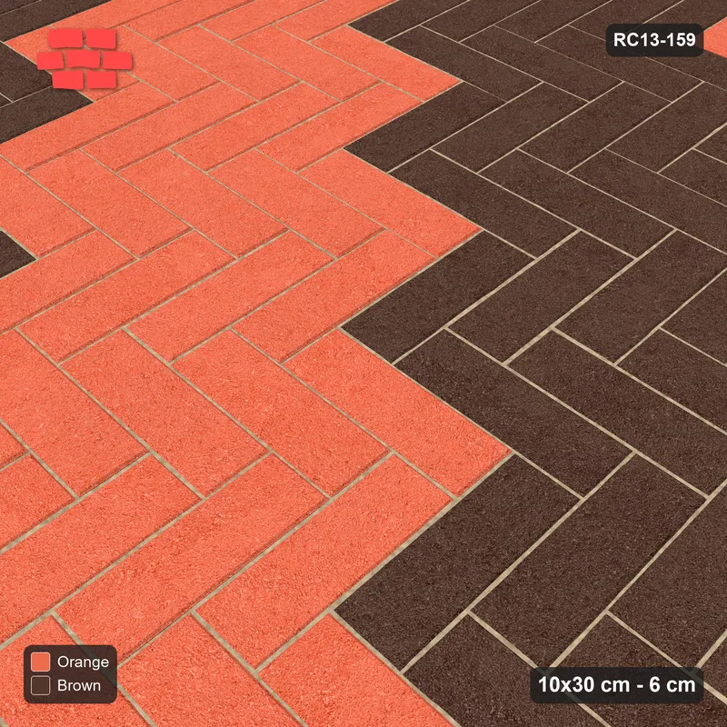 Interlock (Pasco) 10x30 cm · RC13-159 · Herringbone 90 90 cm diagonal stair stripes · Side view
