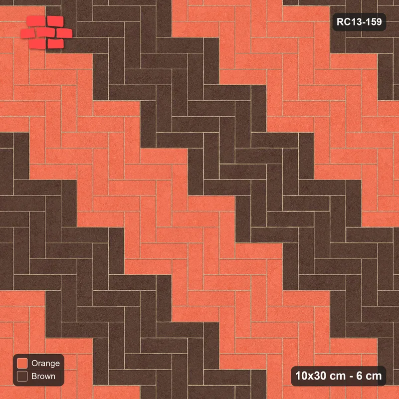 Interlock (Pasco) 10x30 cm · RC13-159 · Herringbone 90 90 cm diagonal stair stripes · Top view