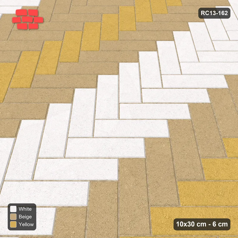 Interlock (Pasco) 10x30 cm · RC13-162 · Herringbone 45 30 cm graded column tones · Side view
