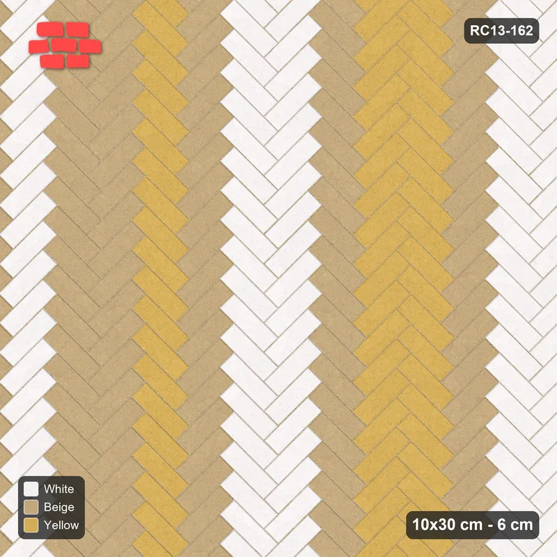 Interlock (Pasco) 10x30 cm · RC13-162 · Herringbone 45 30 cm graded column tones · Top view