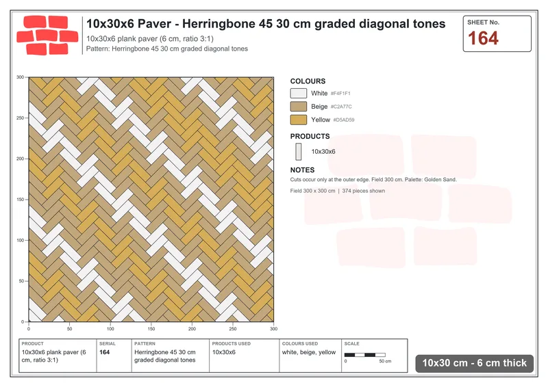 Interlock (Pasco) 10x30 cm · RC13-164 · Herringbone 45 30 cm graded diagonal tones · Laying plan Interlock (Pasco) 10x30 cm · RC13-164 · Herringbone 45 30 cm graded diagonal tones · Laying plan