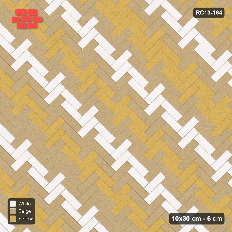Interlock (Pasco) 10x30 cm · RC13-164 · Herringbone 45 30 cm graded diagonal tones · Top view