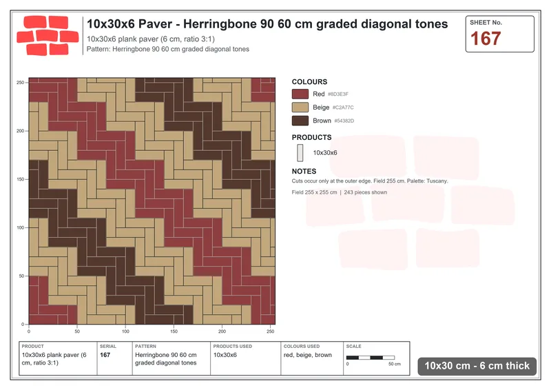 Interlock (Pasco) 10x30 cm · RC13-167 · Herringbone 90 60 cm graded diagonal tones · Laying plan Interlock (Pasco) 10x30 cm · RC13-167 · Herringbone 90 60 cm graded diagonal tones · Laying plan