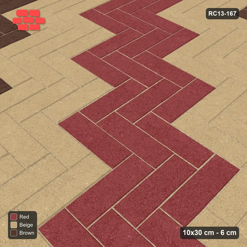 Interlock (Pasco) 10x30 cm · RC13-167 · Herringbone 90 60 cm graded diagonal tones · Side view