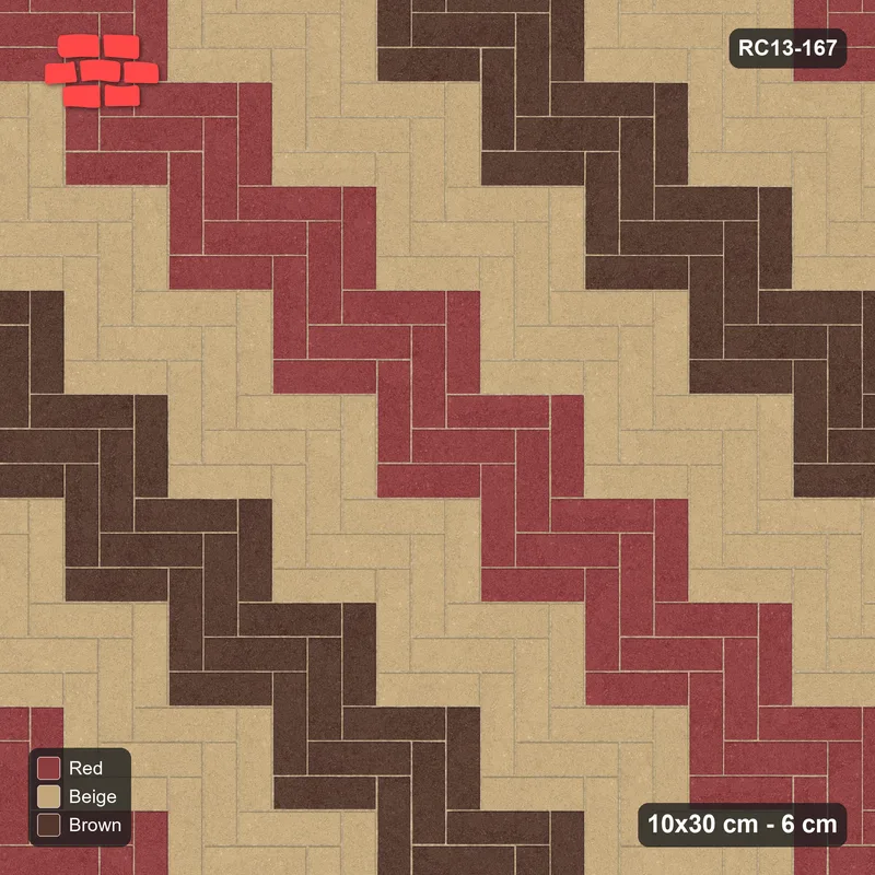 Interlock (Pasco) 10x30 cm · RC13-167 · Herringbone 90 60 cm graded diagonal tones · Top view