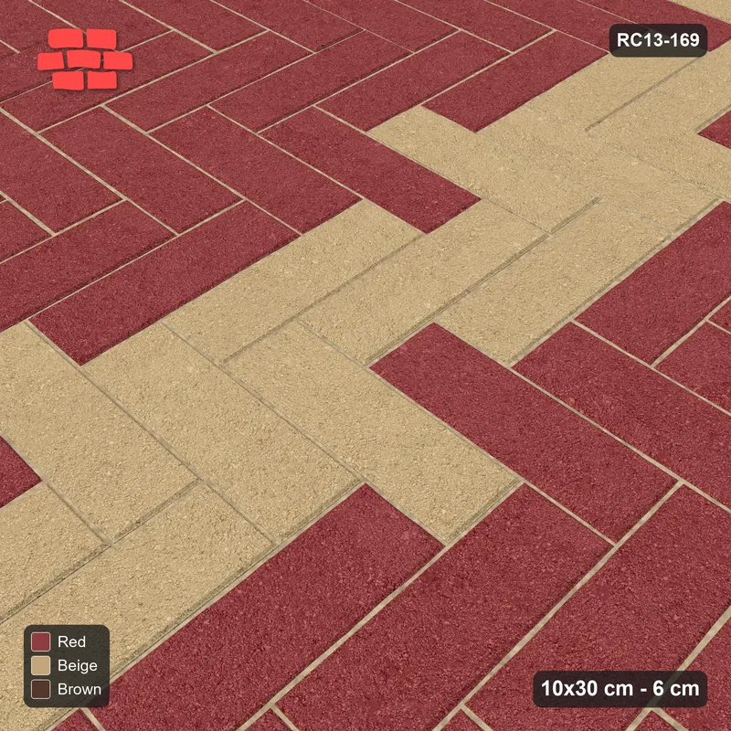 Interlock (Pasco) 10x30 cm · RC13-169 · Herringbone 90 30 cm central zig-zag band with Kerb 30B 20 frame · Side view