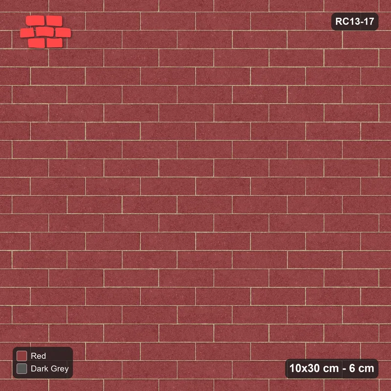 Interlock (Pasco) 10x30 cm · RC13-17 · Third-bond with kerb frame · Top view