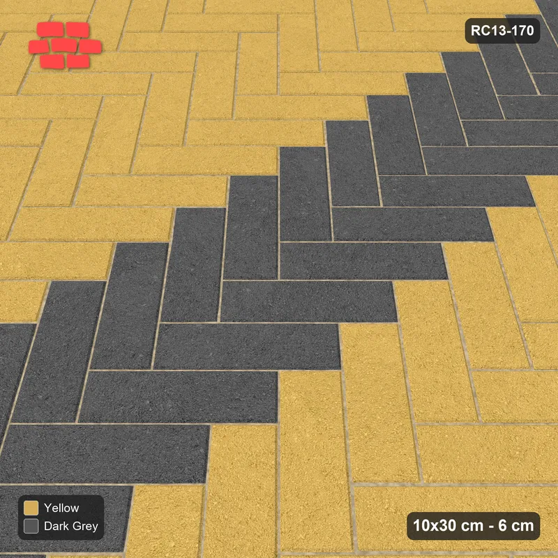 Interlock (Pasco) 10x30 cm · RC13-170 · Herringbone 45 30 cm central zig-zag band · Side view