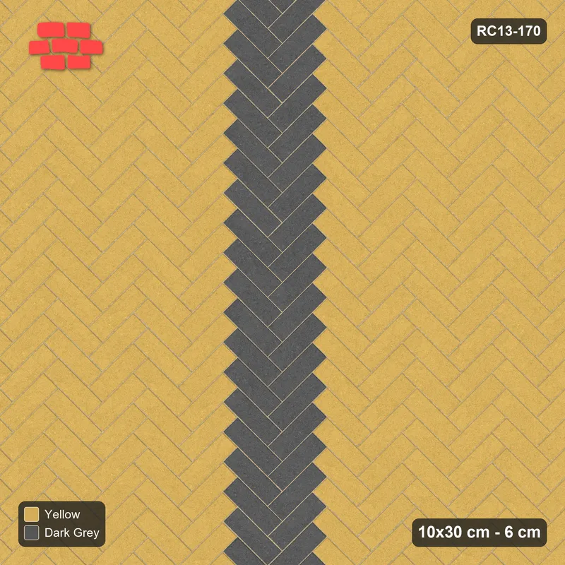 Interlock (Pasco) 10x30 cm · RC13-170 · Herringbone 45 30 cm central zig-zag band · Top view