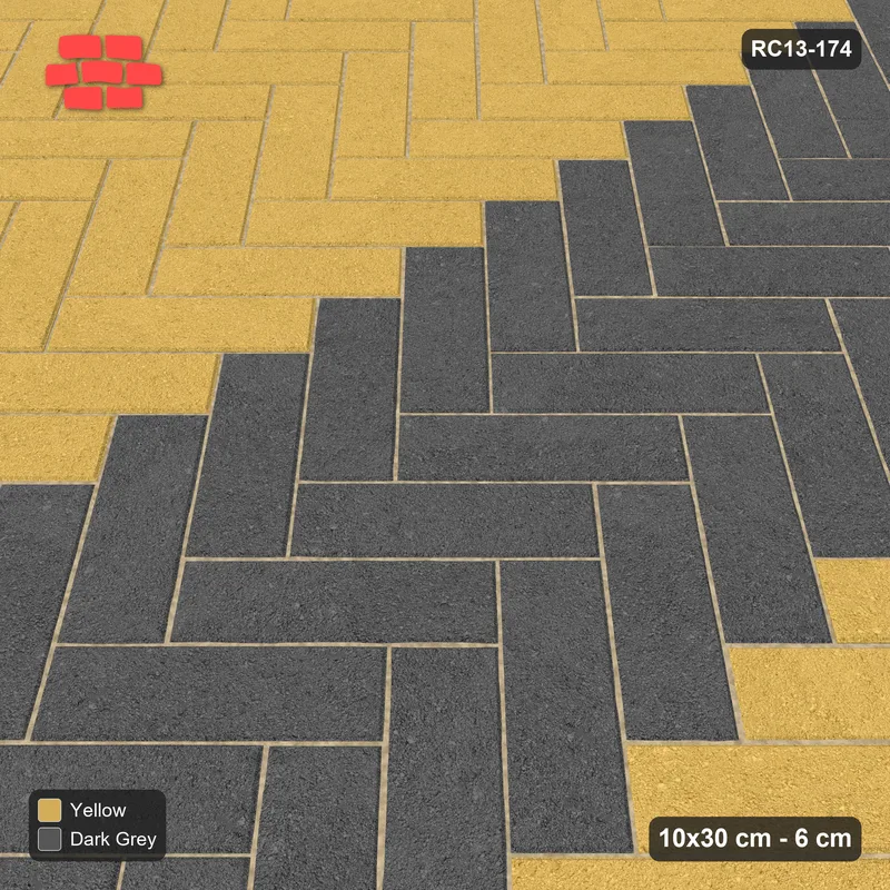 Interlock (Pasco) 10x30 cm · RC13-174 · Herringbone 45 60 cm central zig-zag band · Side view