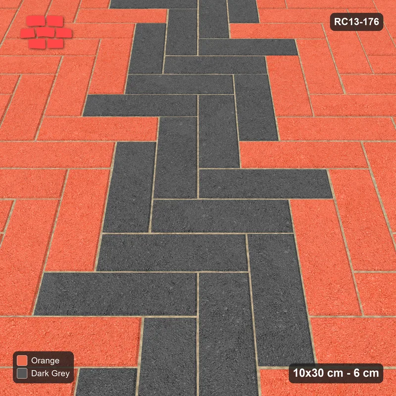 Interlock (Pasco) 10x30 cm · RC13-176 · Herringbone 45 60 cm diagonal feature band · Side view