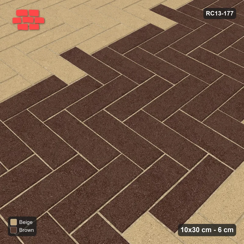 Interlock (Pasco) 10x30 cm · RC13-177 · Herringbone 90 90 cm central zig-zag band · Side view