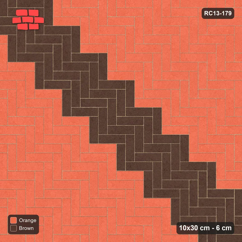 Interlock (Pasco) 10x30 cm · RC13-179 · Herringbone 90 90 cm diagonal feature band · Top view