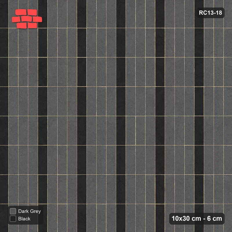 Interlock (Pasco) 10x30 cm · RC13-18 · Vertical stack bond with stripes · Top view