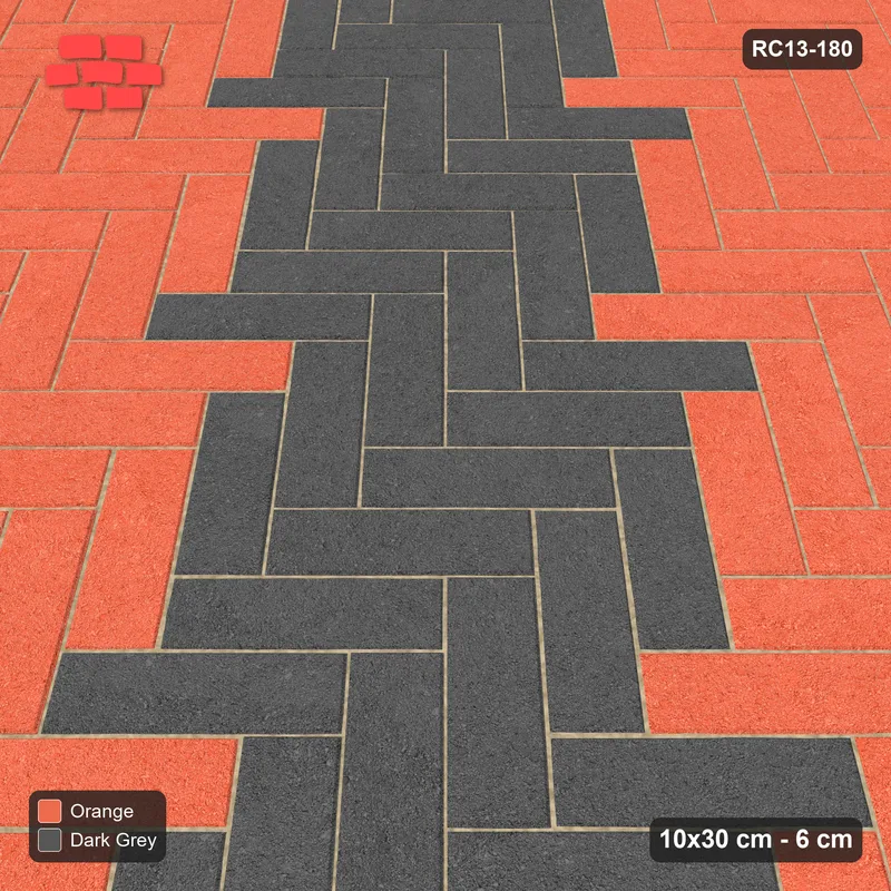 Interlock (Pasco) 10x30 cm · RC13-180 · Herringbone 45 90 cm diagonal feature band · Side view