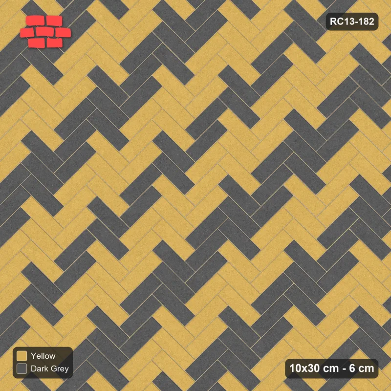 Interlock (Pasco) 10x30 cm · RC13-182 · Herringbone 45 40 cm counter-diagonal stripes · Top view