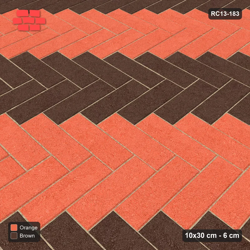 Interlock (Pasco) 10x30 cm · RC13-183 · Herringbone 90 60 cm counter-diagonal stripes · Side view
