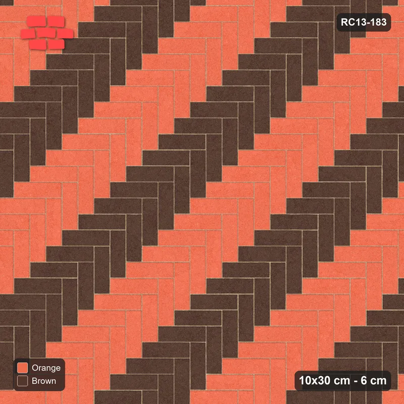 Interlock (Pasco) 10x30 cm · RC13-183 · Herringbone 90 60 cm counter-diagonal stripes · Top view
