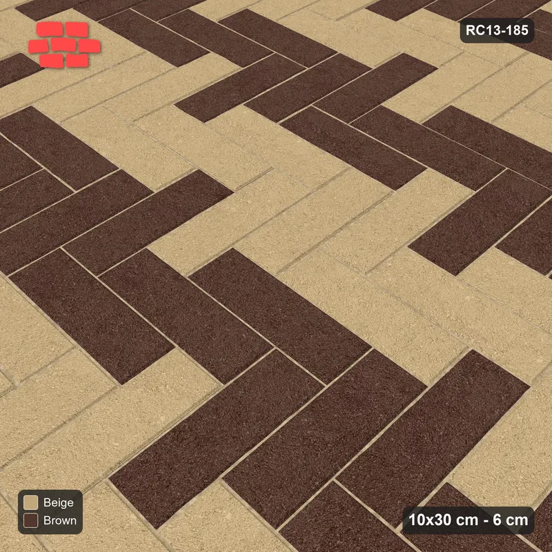 Interlock (Pasco) 10x30 cm · RC13-185 · Herringbone 90 30 cm colour rows · Side view