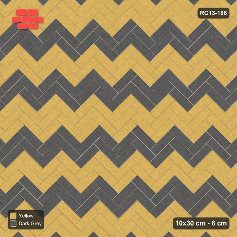 Interlock (Pasco) 10x30 cm · RC13-186 · Herringbone 45 30 cm colour rows · Top view