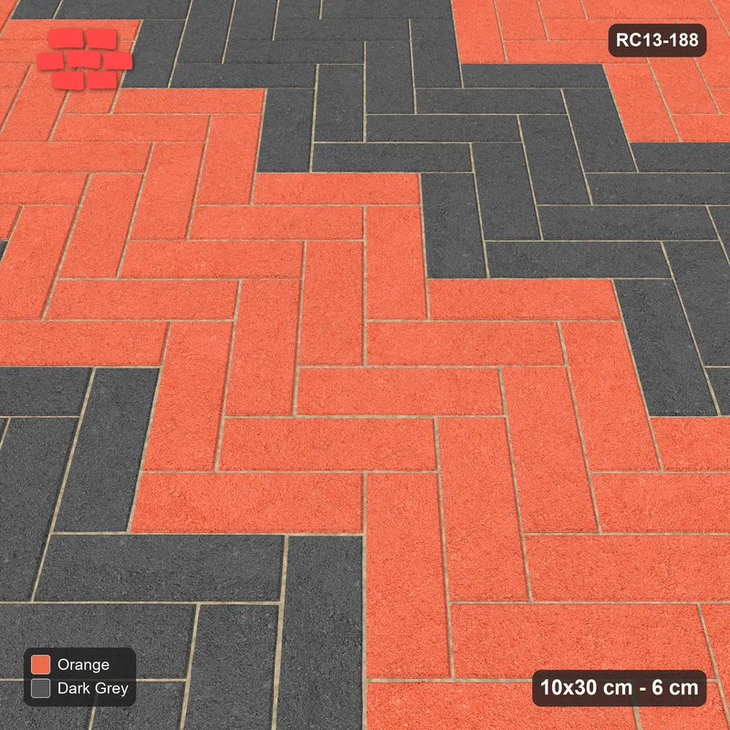 Interlock (Pasco) 10x30 cm · RC13-188 · Herringbone 45 60 cm colour rows · Side view
