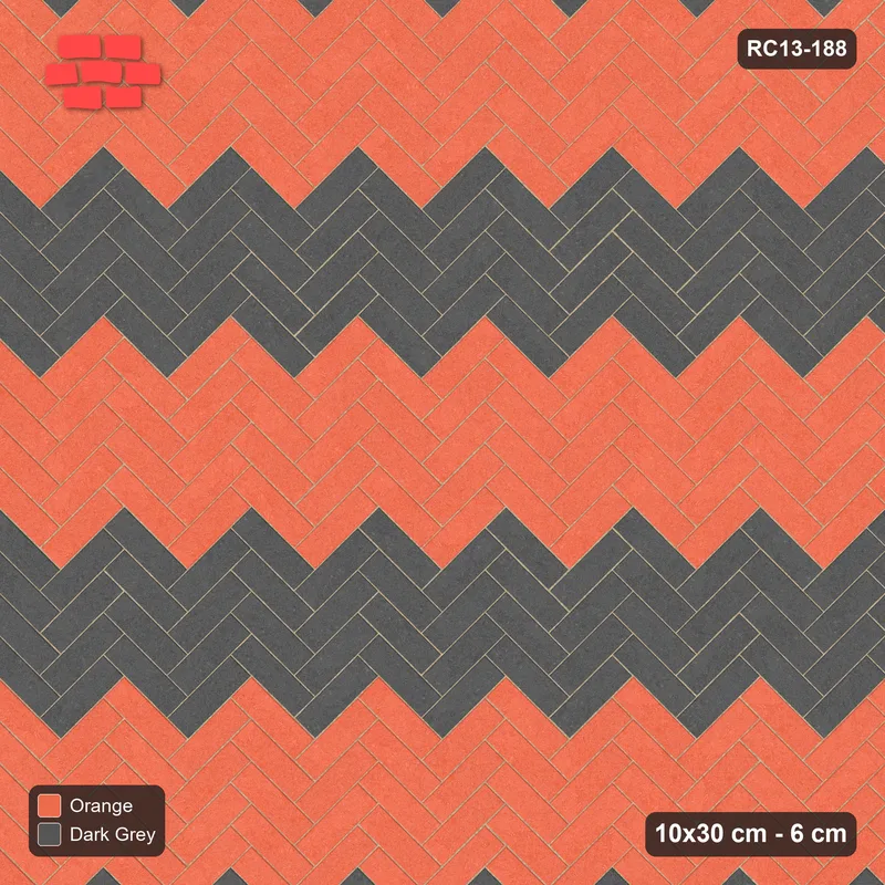 Interlock (Pasco) 10x30 cm · RC13-188 · Herringbone 45 60 cm colour rows · Top view