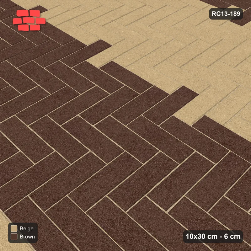 Interlock (Pasco) 10x30 cm · RC13-189 · Herringbone 90 90 cm colour rows · Side view