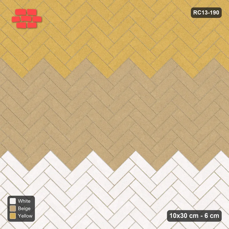 Interlock (Pasco) 10x30 cm · RC13-190 · Herringbone 45 90 cm colour rows with Kerb 54H frame · Top view
