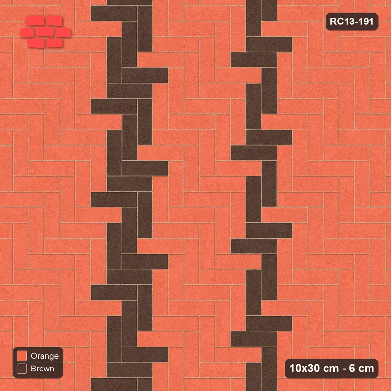 Interlock (Pasco) 10x30 cm · RC13-191 · Herringbone 90 twin 30 cm zig-zag bands · Top view
