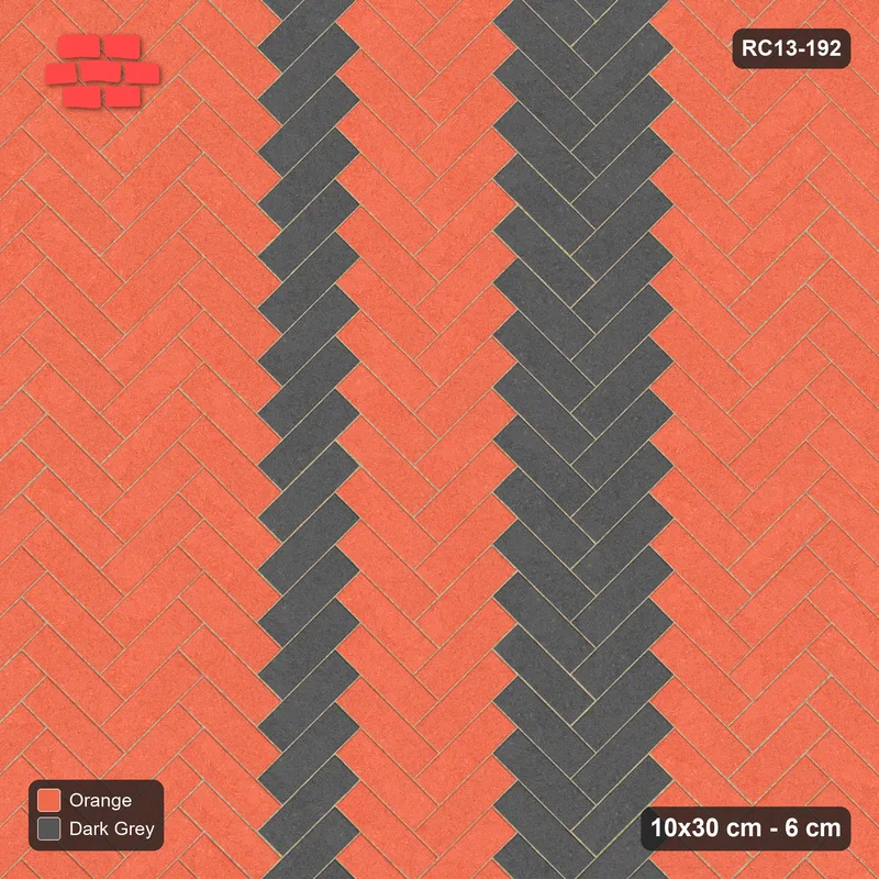Interlock (Pasco) 10x30 cm · RC13-192 · Herringbone 45 twin 30 cm zig-zag bands · Top view