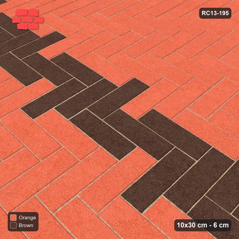 Interlock (Pasco) 10x30 cm · RC13-195 · Herringbone 90 30 cm horizontal feature band · Side view