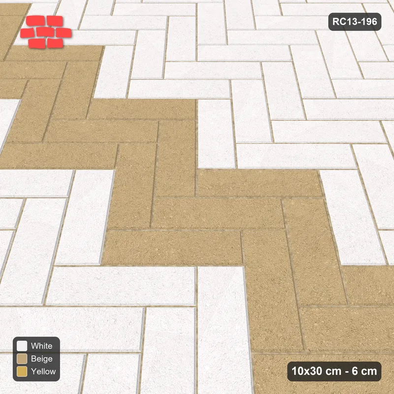 Interlock (Pasco) 10x30 cm · RC13-196 · Herringbone 45 30 cm horizontal feature band with Kerb 25H frame · Side view